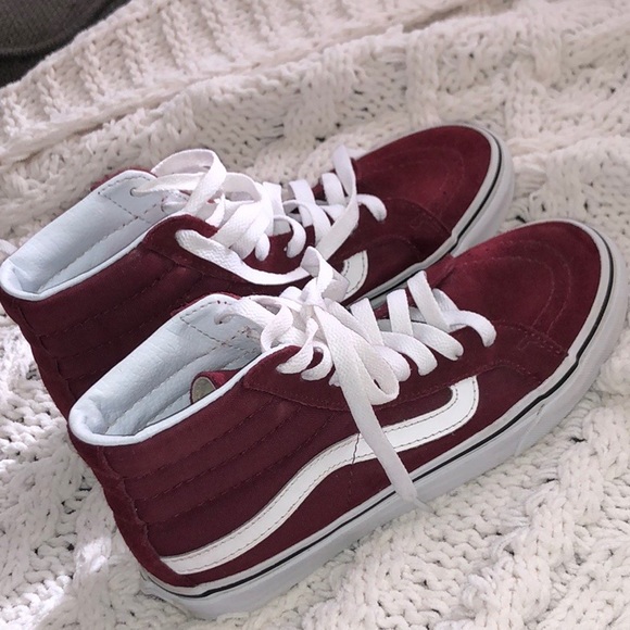 maroon high top vans womens